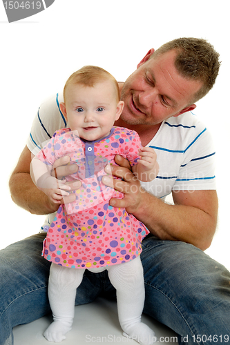 Image of Smiling father and baby