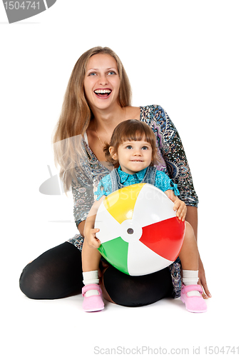 Image of Mother and daughter playing ball
