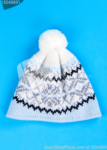 Image of knitted wool hat with the pattern