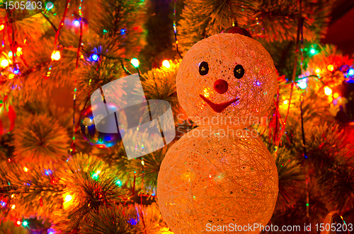 Image of Christmas fur-tree with snowman