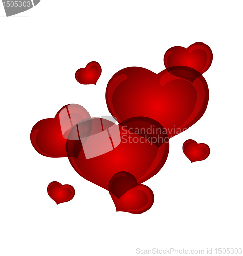 Image of set valentine hearts isolated