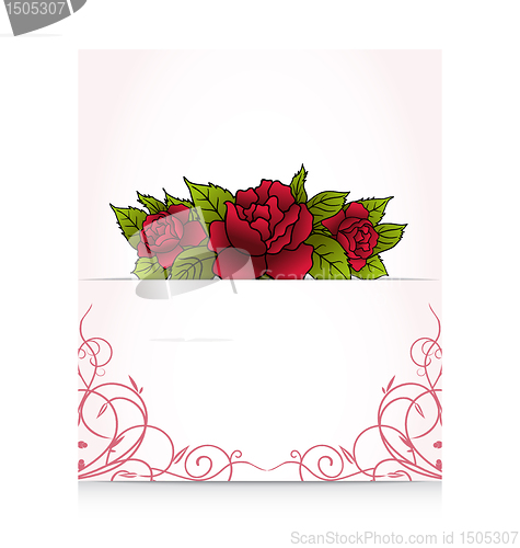 Image of romantic letter with bouquet roses