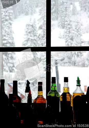 Image of Colorful bottles at the ski resort