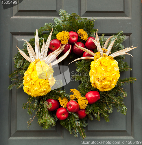 Image of Traditional xmas wreath on front door