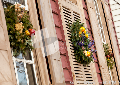 Image of Traditional xmas wreath on front door