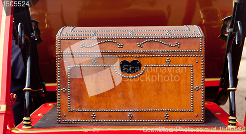 Image of Leather box on rear of coach