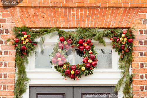 Image of Traditional xmas wreath above front door