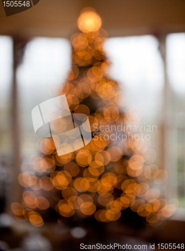 Image of Blurred christmas tree in home