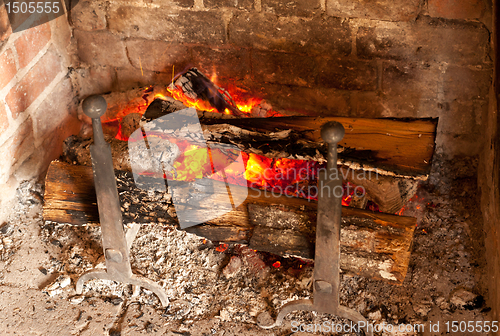 Image of Old brick fireplace