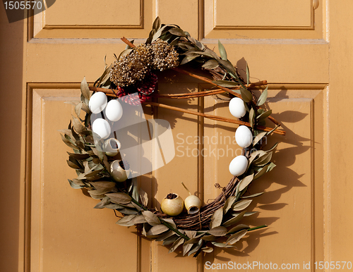 Image of Traditional xmas wreath on front door