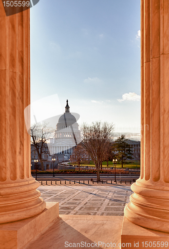 Image of Pllars of Supreme court and Capitol