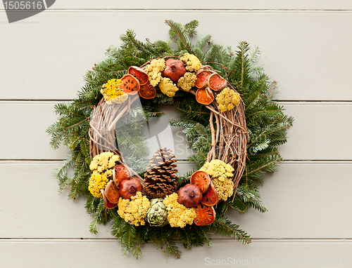 Image of Traditional xmas wreath on front door