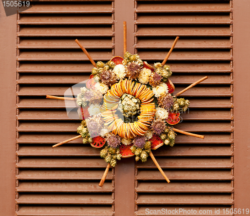 Image of Traditional xmas wreath on front door