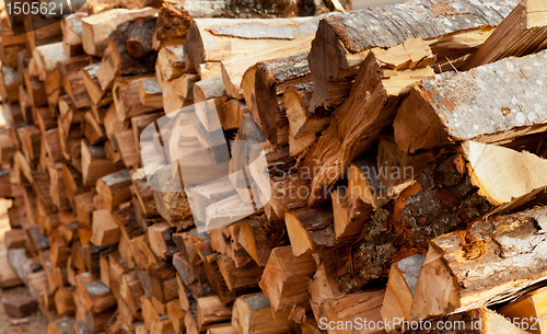 Image of Stack of wooden logs for firewood