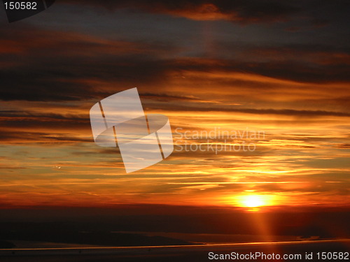 Image of Sunset over Oslo from Aircraft