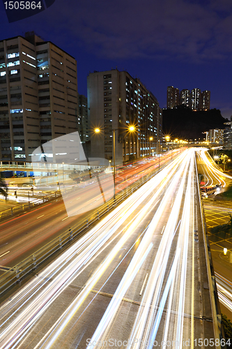 Image of light trails in mega city