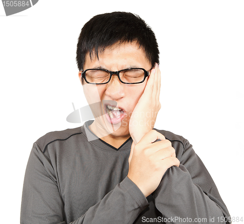 Image of Man with pain expression on white