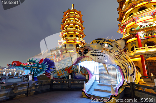 Image of Dragon Tiger Tower at night