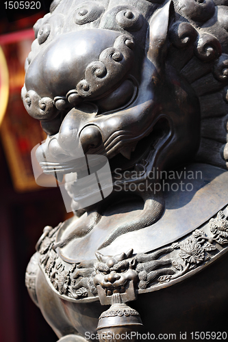 Image of Bronze lion in chinese temple