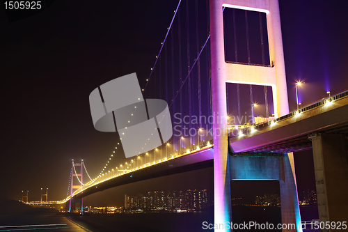 Image of night scene of Tsing Ma bridge