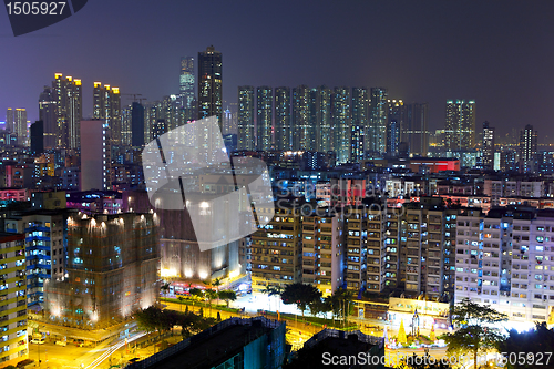 Image of apartment buildings at night