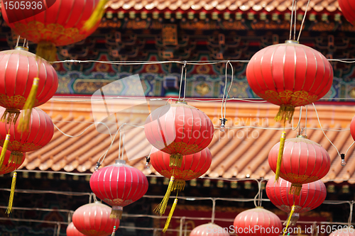 Image of red lantern in chinese temple