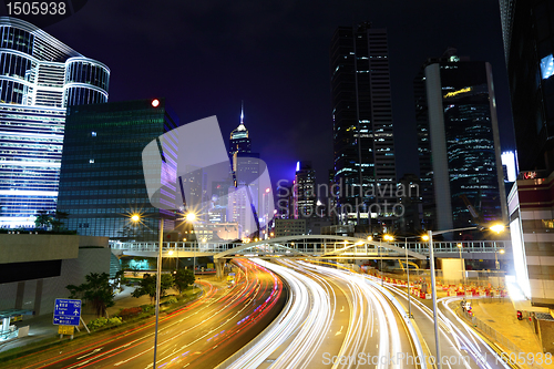 Image of traffic in city at night