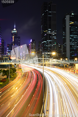 Image of light trails in mega city