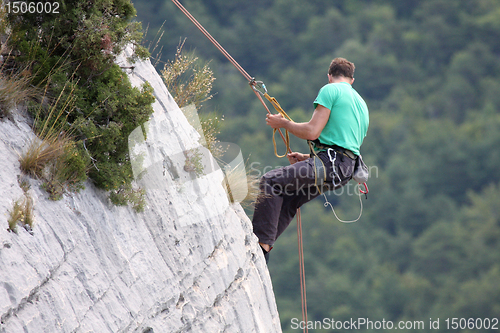 Image of Descent of a rock climber