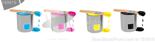 Image of CMYK paint buckets