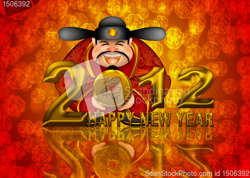 Image of 2012 Happy New Year Chinese Money God Illustration