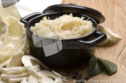 Image of Fresh pickled cabbage - traditional polish sauerkraut