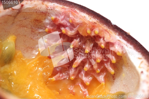Image of passion fruits macro inside