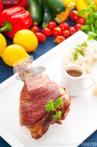 Image of original German BBQ pork  knuckle