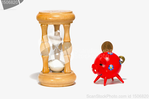 Image of object isolated white shadow hourglass and pig-box