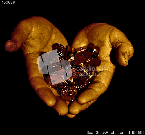 Image of A poor man with money in his hands