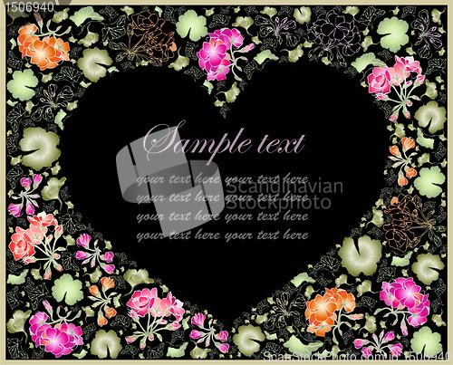 Image of Decorative heart. Hand drawn valentines day greeting card.   
