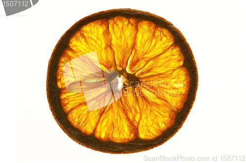 Image of dried orange slices isolated on white background 