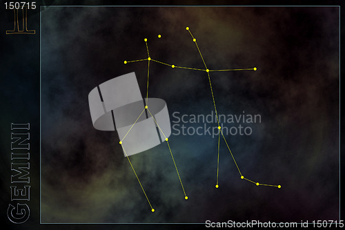 Image of Zodiac constellation - Gemini. Stars on the Nebula like background