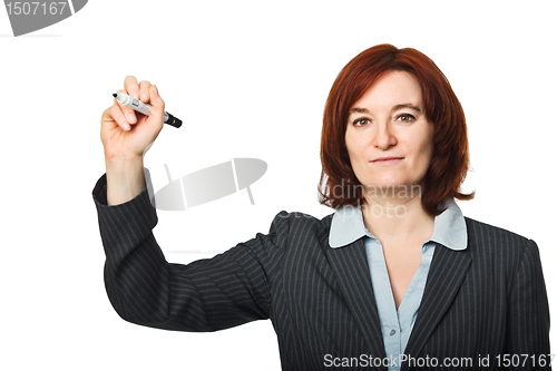 Image of woman with pen