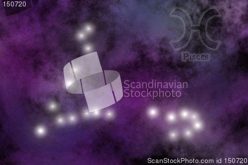 Image of Zodiac constellation - Pisces. Stars on the Nebula like background