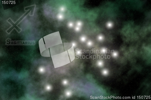 Image of Zodiac constellation - Sagittarius. Stars on the Nebula like background