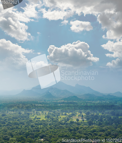 Image of view from  mount Sigiriya  into the valley, Sri Lanka (Ceylon).