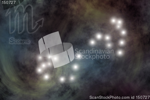 Image of Zodiac constellation - Scorpion. Stars on the Nebula like background