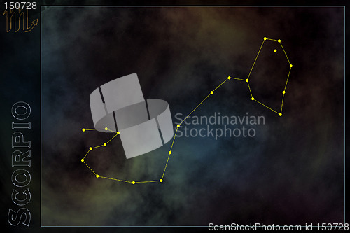 Image of Zodiac constellation - Scorpion. Stars on the Nebula like background