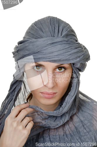 Image of  oriental style woman in shawl
