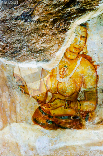 Image of ancient frescos on mount Sigiriya, Sri Lanka ( Ceylon ).