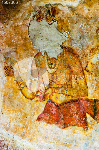 Image of ancient frescos on mount Sigiriya, Sri Lanka ( Ceylon ).