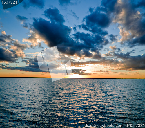 Image of beautiful sunset over lake