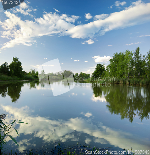 Image of beautiful sunset over lake